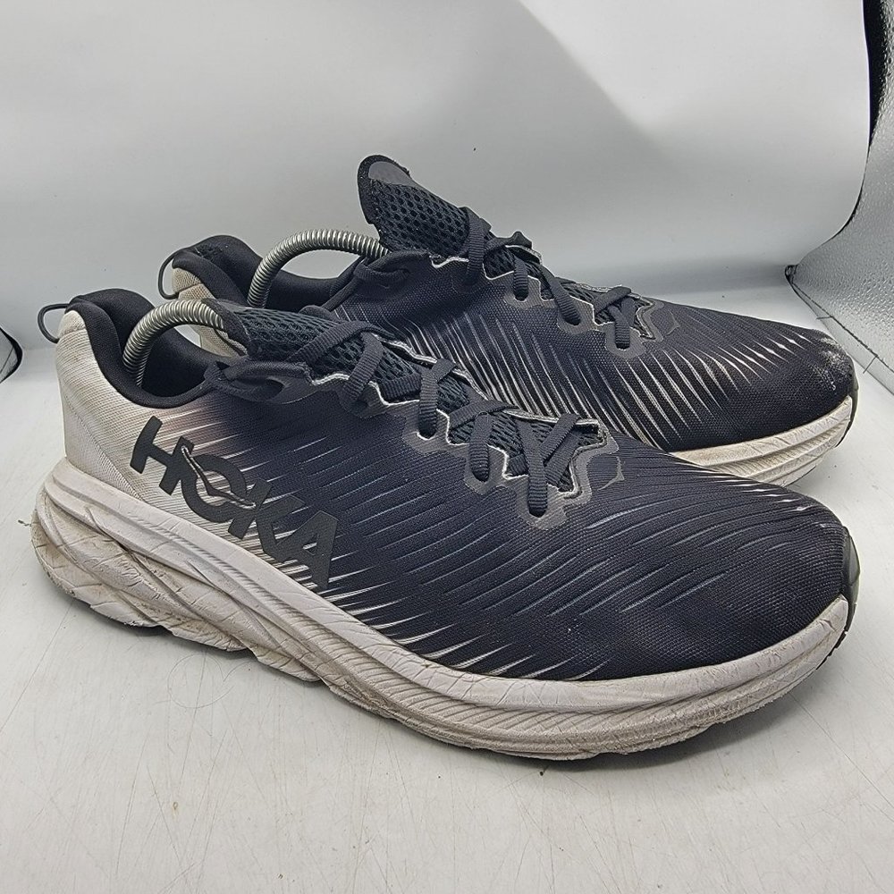 Hoka One One Rincon 3 Mens 11 D Black Running Shoes Sneakers 1119395 BWHT